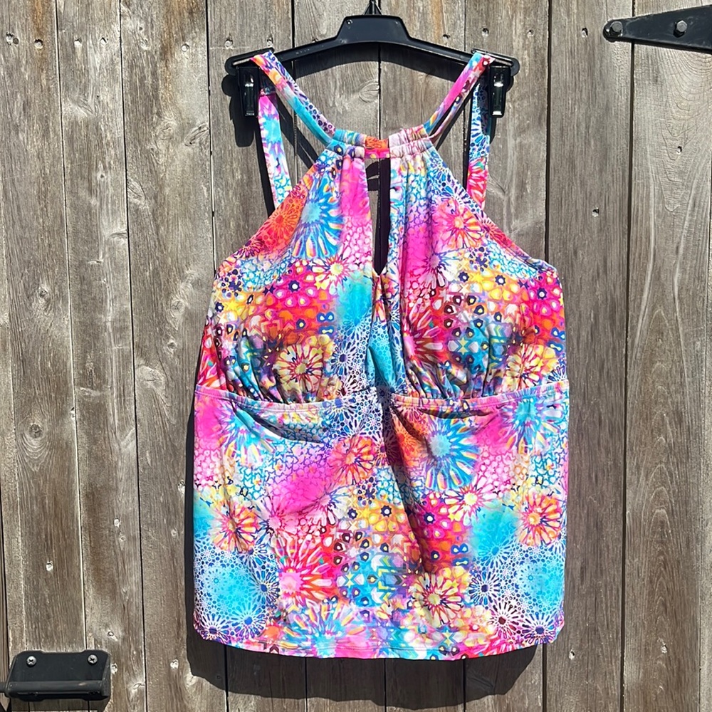 CURVE by Sunsets Whimsy Hannah Hi-Neck Tankini Top,Size 18DD/E,NWT